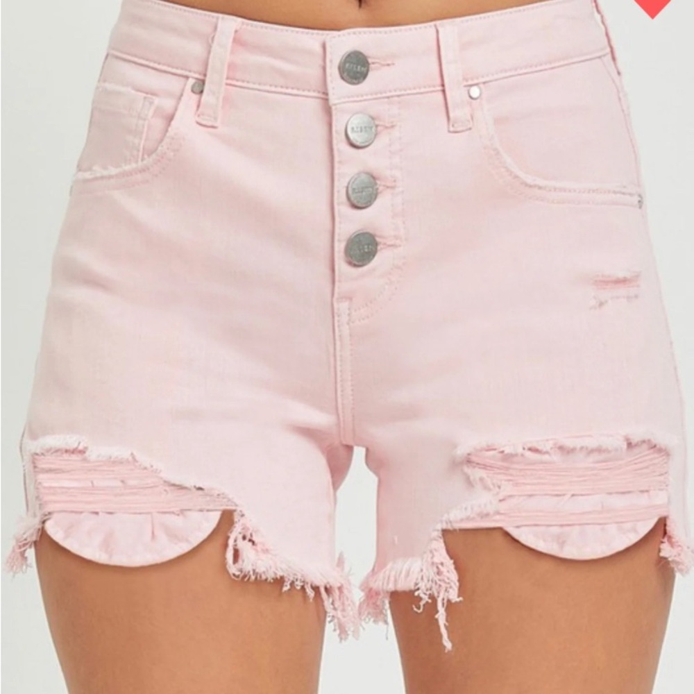 Risen Pink Distressed Women Shorts NWOT